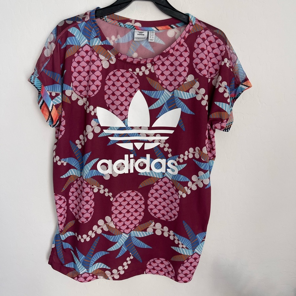 ADIDAS x FARM Rio Pineapple Print Boxy Tee Shirt Size XS Streetwear - Picture 2 of 6